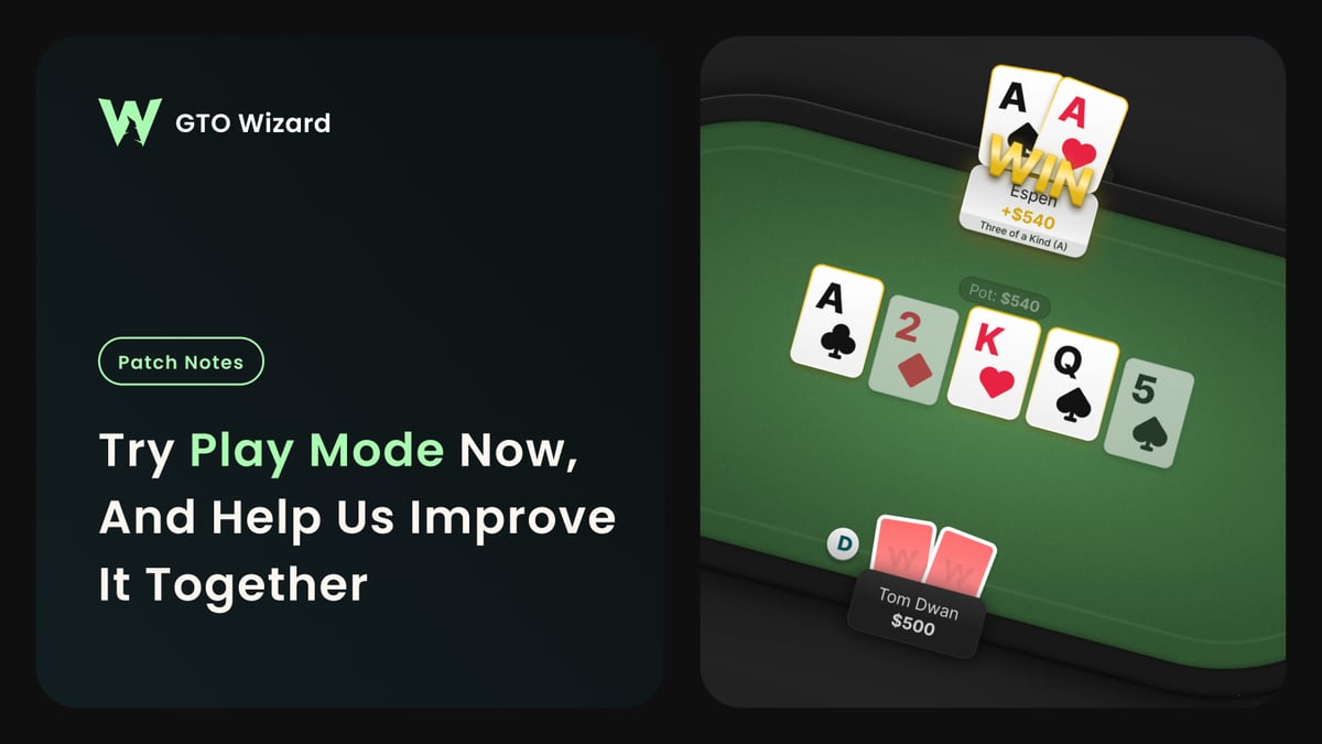 Introducing GTO Wizard Play Mode: Play Poker, Study Effortlessly