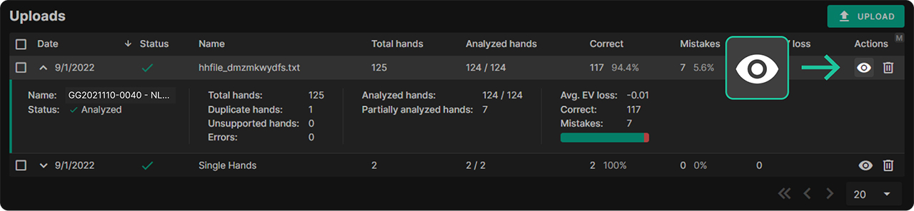 Analyzed Hands